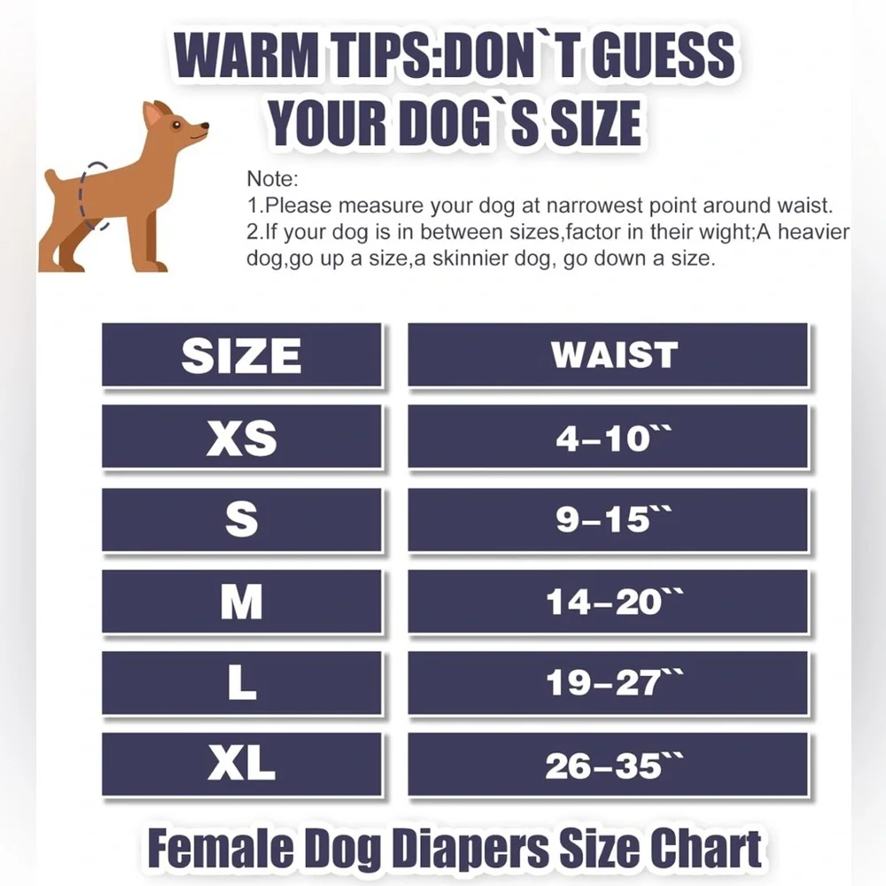 New XL (3pack) Reusable Premium Highly Absorbent Leak-Proof Doggy Diapers